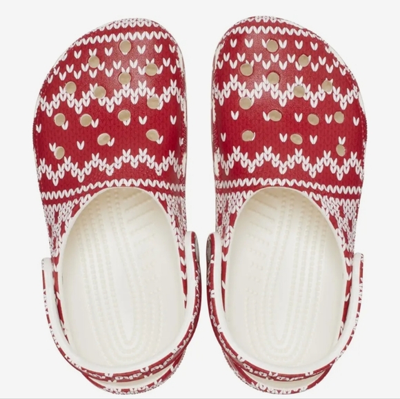 Crocs Ugly Sweater Holiday Classic Unisex Red White M 6 8 9 10 W 7 9 10 11 New - Picture 2 of 11